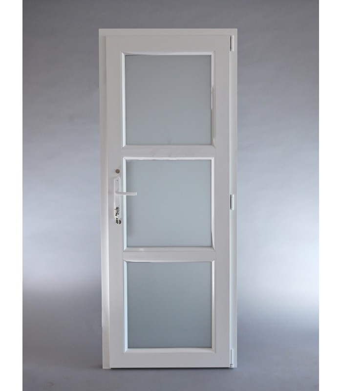Porta Exterior Aluplast PVC Vidro Transparente H3 80x200cm Branca Esquerda
