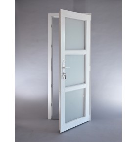 Porta Exterior Aluplast PVC Vidro Transparente H3 80x200cm Branca Esquerda