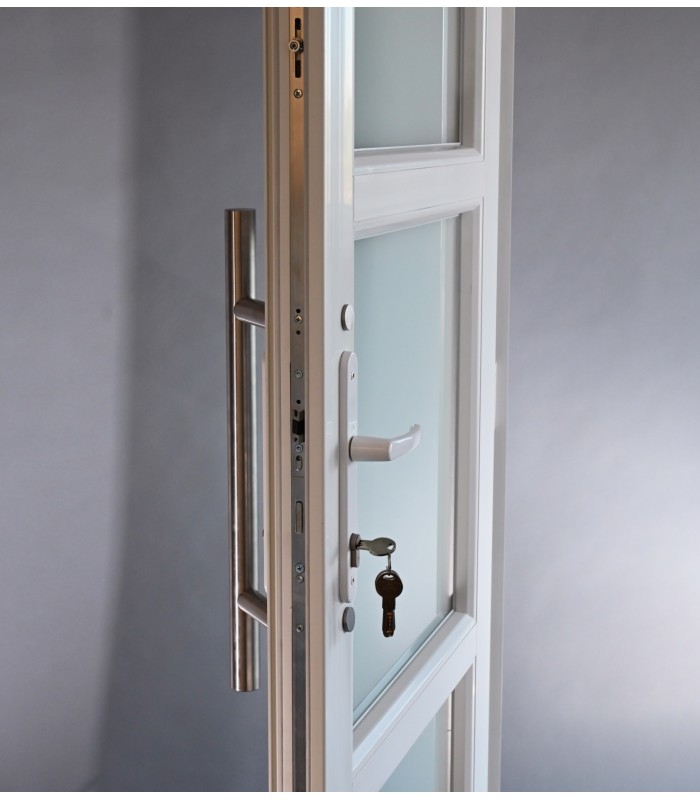 Porta Exterior Aluplast PVC Vidro Transparente H3 80x200cm Branca Esquerda