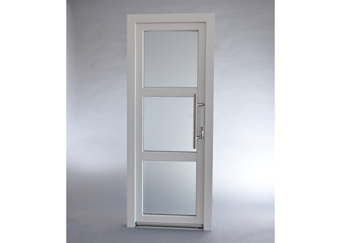 Porta Exterior Aluplast PVC Vidro Transparente H3 90x200cm Branca Esquerda