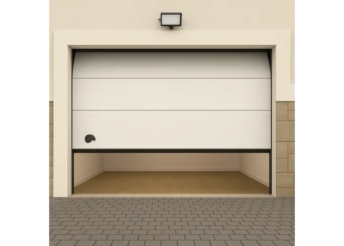 Portão de Garagem seccionado Branco com motor e dois comandos
