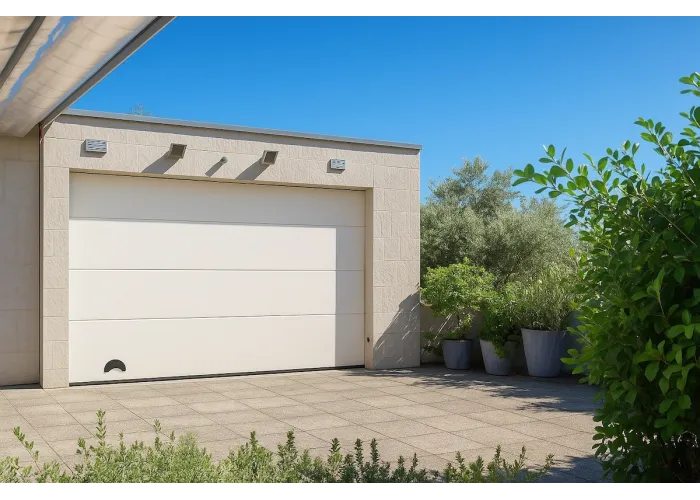 Portão de Garagem seccionado Branco com motor e dois comandos