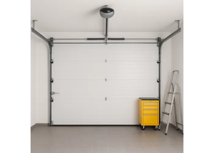 Portão de Garagem seccionado Branco com motor e dois comandos