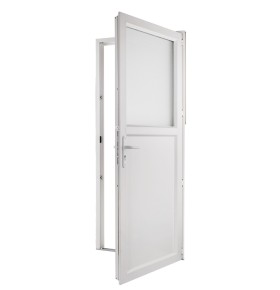 Porta Exterior PVC Meio Vidro Segurança 95x210 Veka 70mm
