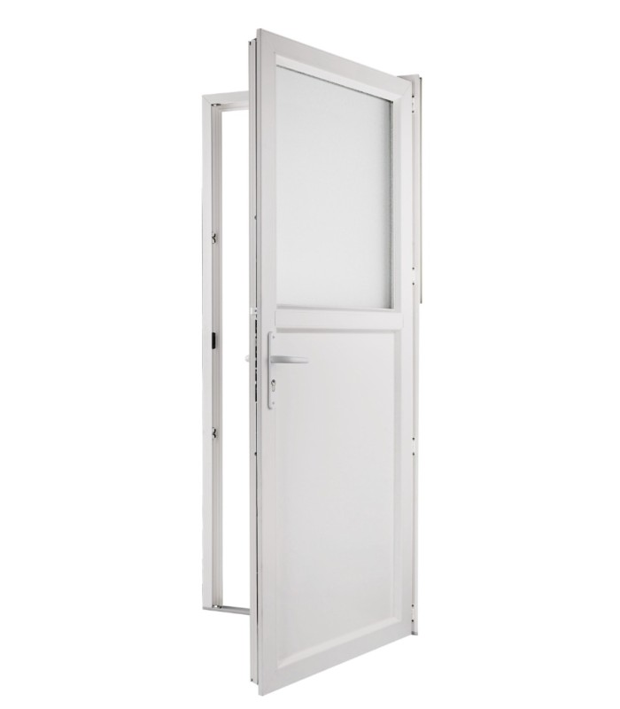 Porta Exterior PVC Meio Vidro Segurança 95x210 Veka 70mm