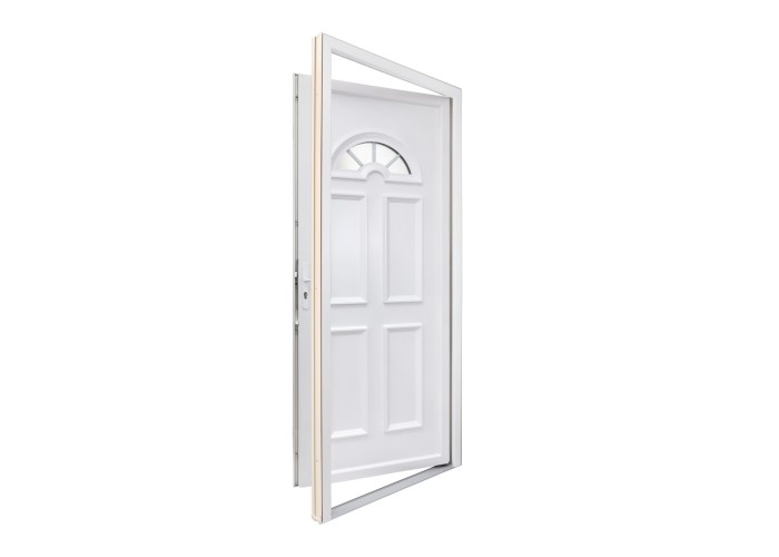 Porta Entrada PVC 4 Almofadas Meia-Lua Vidro Veka 70 mm