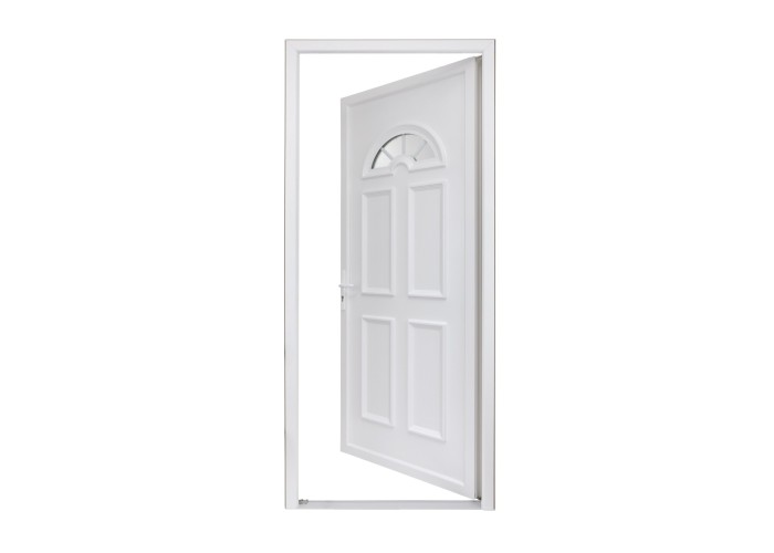 Porta Entrada PVC 4 Almofadas Meia-Lua Vidro Veka 70 mm