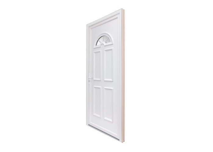 Porta Entrada PVC 4 Almofadas Meia-Lua Vidro Veka 70 mm
