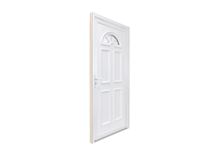 Porta Entrada PVC 4 Almofadas Meia-Lua Vidro Veka 70 mm
