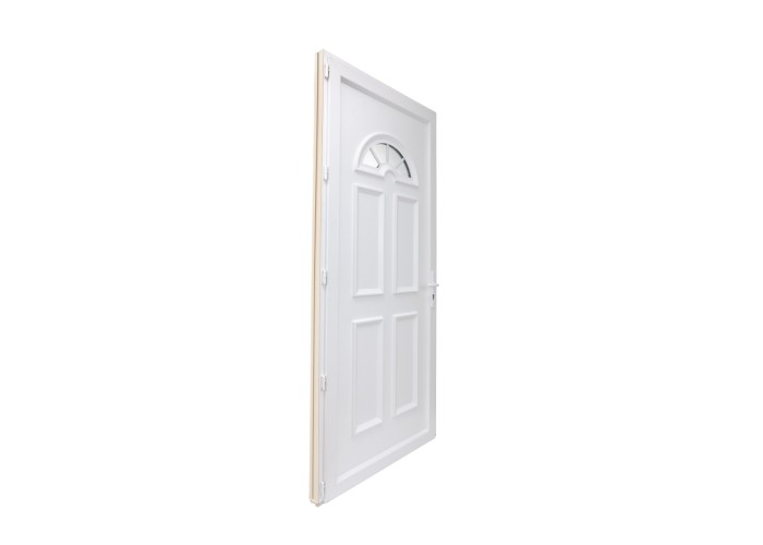 Porta Entrada PVC 4 Almofadas Meia-Lua Vidro Veka 70 mm