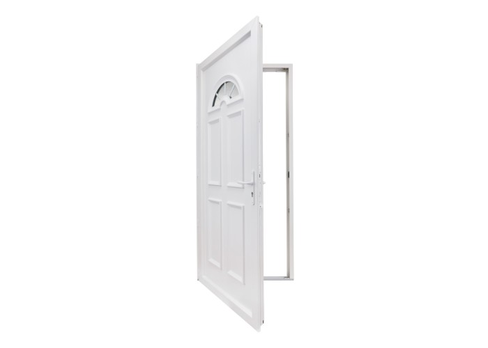 Porta Entrada PVC 4 Almofadas Meia-Lua Vidro Veka 70 mm