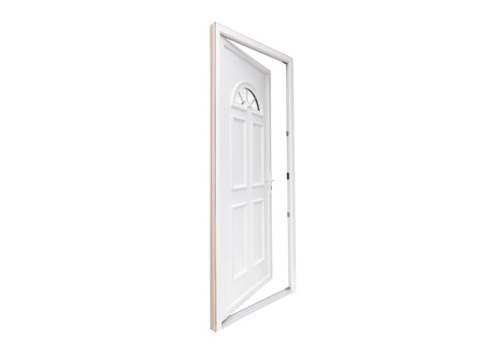 Porta Entrada PVC 4 Almofadas Meia-Lua Vidro Veka 70 mm