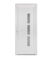 Porta exterior PVC Manhattan 3 vidros verticais Branco 90x205cm – Direita, Veka 70mm
