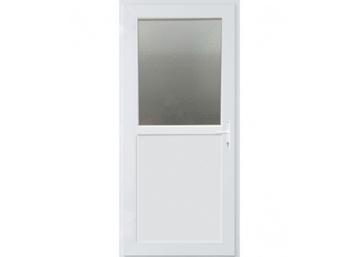 Porta Exterior PVC Meio Vidro Fosco 90x200cm Esquerda