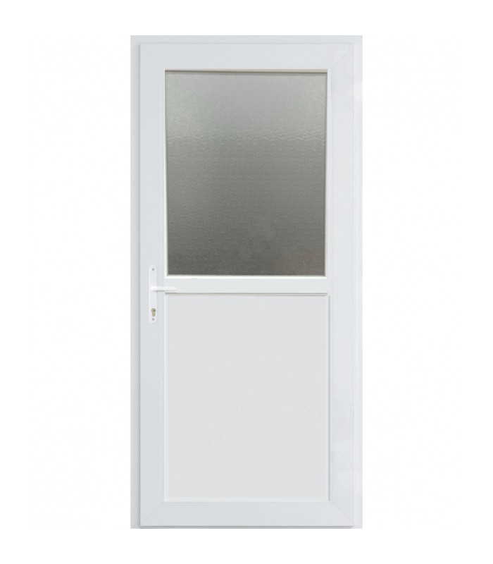 Porta Exterior PVC Meio Vidro Fosco 80x200cm Direita