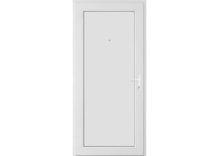 Porta Exterior PVC Painel Liso Branco 98x208cm Esquerda