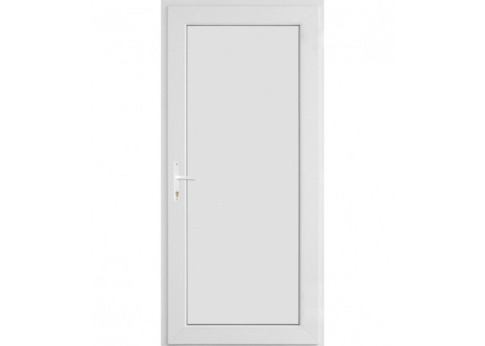 Porta Exterior PVC Painel Liso Branco 90x200cm Direita
