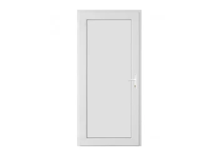 Porta Exterior PVC Painel Liso Branco Esquerda - Por Medida