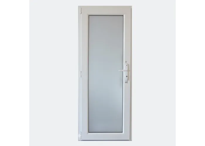 Porta Exterior Aluplast PVC Vidro Fosco 80x200cm Branca Direita
