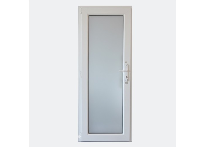Porta Exterior PVC Vidro Fosco Por Medida Branca Direita