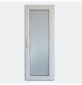 Porta Exterior PVC Vidro Fosco Por Medida Branca Esquerda