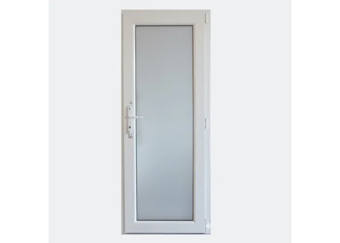 Porta Exterior Aluplast PVC Vidro transparente 80x200cm Branca Esquerda