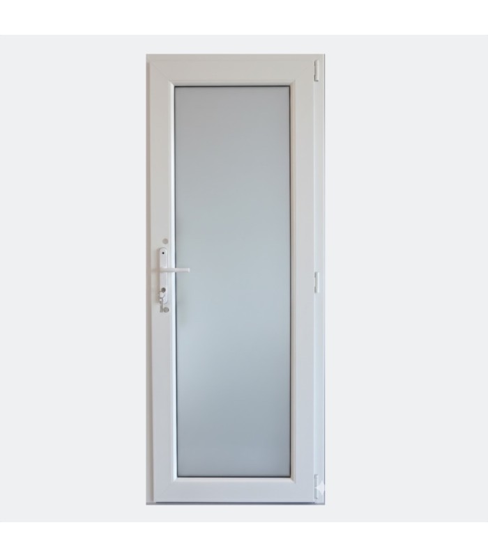 Porta Exterior Aluplast PVC Vidro Fosco 90x200cm Branca Esquerda