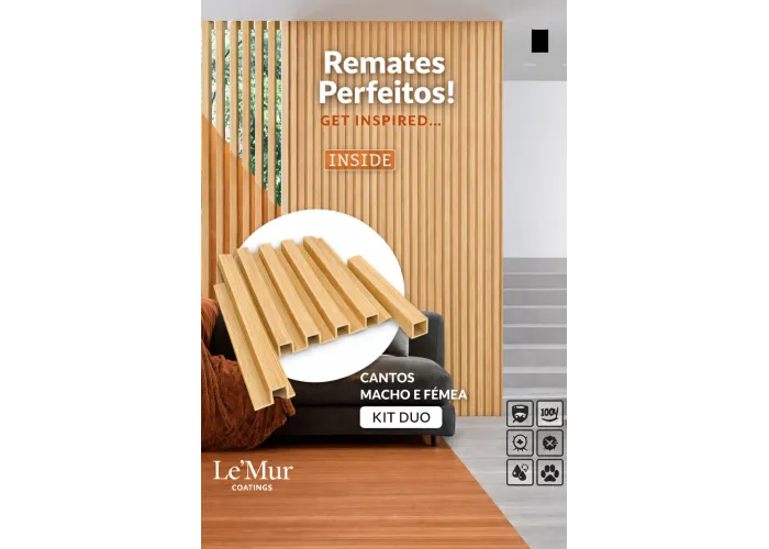 Perfis de Remate para Revestimento Ripado Le Mur Carvalho Claro (Kit M/F) 280cm