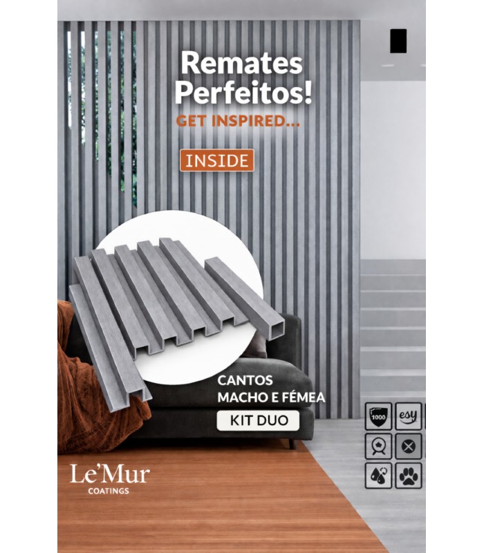 Perfis de remate para Revestimento ripado Le Mur Carvalho Cinza (Kit M/F) 280cm