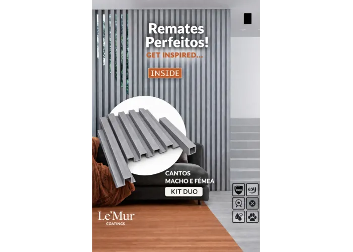 Perfis de remate para Revestimento ripado Le Mur Carvalho Cinza (Kit M/F) 280cm