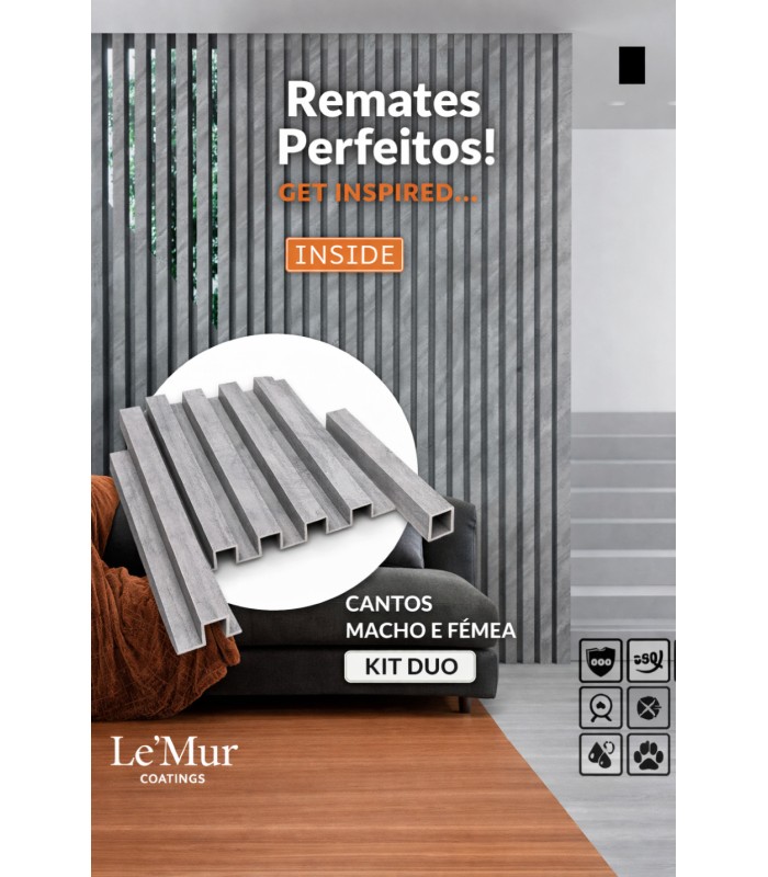 Perfis de remate para Revestimento ripado Le Mur Silver (Kit M/F) 280cm