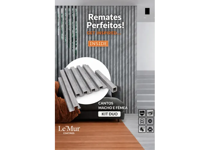 Perfis de remate para Revestimento ripado Le Mur Silver (Kit M/F) 280cm