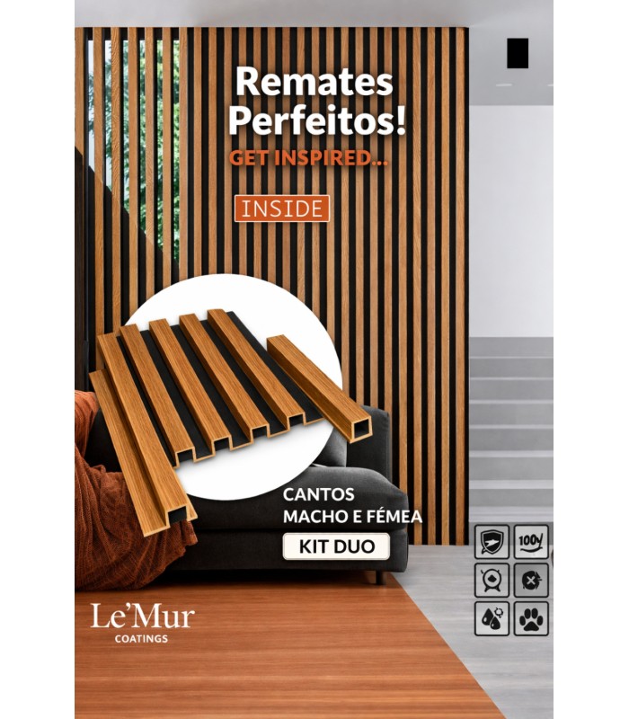 Perfis de remate para Revestimento ripado Le Mur Carvalho Intenso (Kit M/F) 280cm