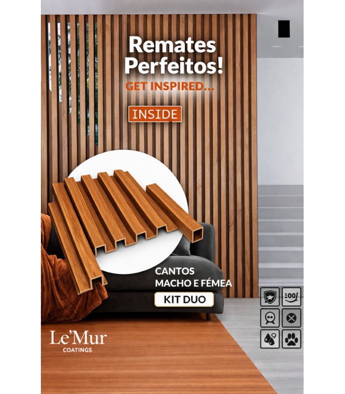 Perfis de remate para Revestimento ripado Le Mur Carvalho Escuro (Kit M/F) 280cm