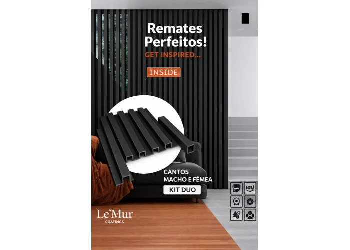 Perfis de Remate para Revestimento Ripado Le Mur Carvalho Negro (Kit 2 M/F) 280cm