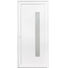 Porta exterior pvc Vigo Branca - Lisa com vidro vertical Direita