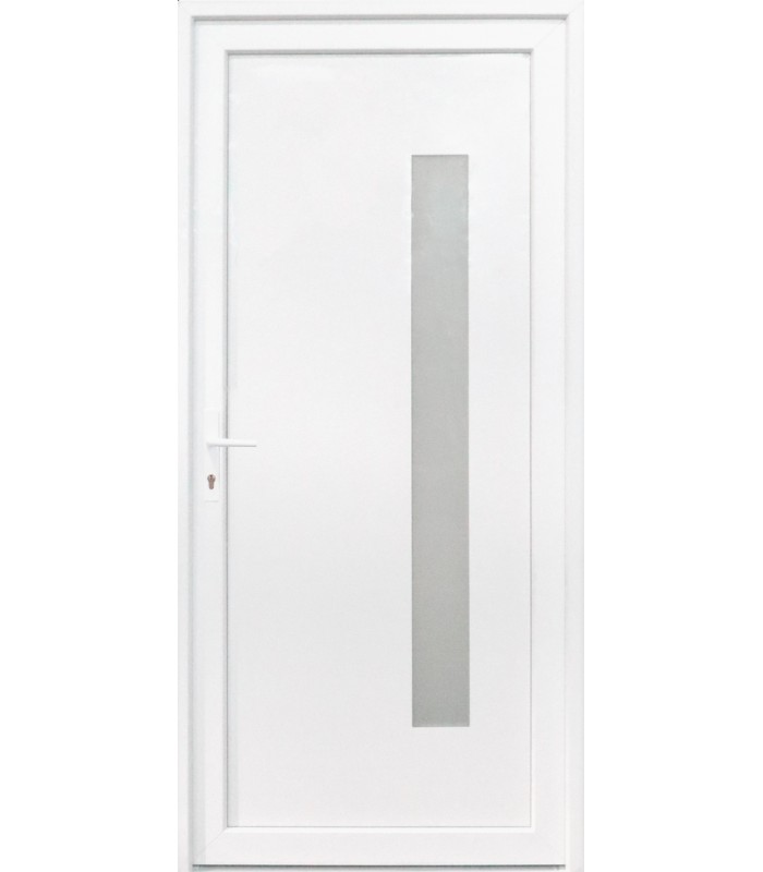 Porta exterior pvc Vigo Branca - Lisa com vidro vertical Direita