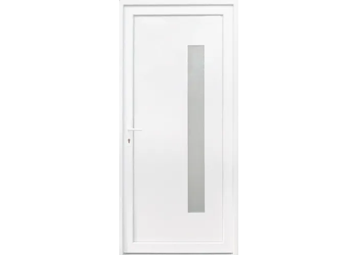 Porta exterior pvc Vigo Branca - Lisa com vidro vertical Direita