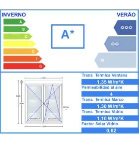 Porta Janela PVC Oscilobatente 150x218,5cm com Estore Vidro Duplo Aluplast