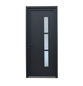 Porta de Entrada PVC VEKA PLUS 5 por Medida – Manhattan Bicolor (Antracite / Branca)