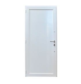 Porta de entrada PVC VEKA PLUS 6 por medida lisa bicolor antracite vista do interior com abertura à direita