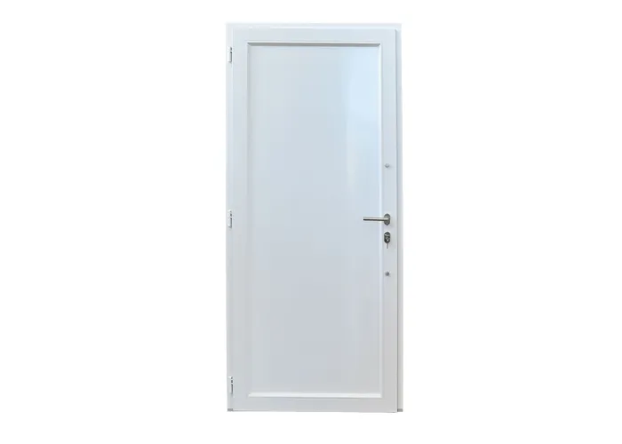 Porta de entrada PVC VEKA PLUS 6 por medida lisa bicolor antracite vista do interior com abertura à direita