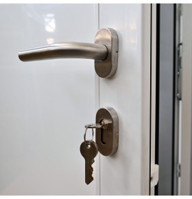 Puxador muleta inox escovado da porta de entrada pvc plus 6 de abertura direita