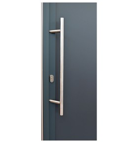 Puxador barra em inox escovado da porta entrada em pvc plus 6 direita
