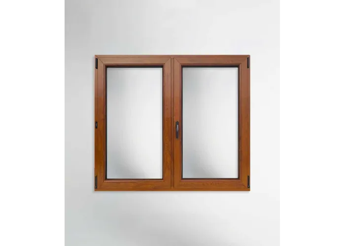 Janela PVC 100x100cm Oscilobatente Carvalho Dourado Vidro Duplo Aluplast