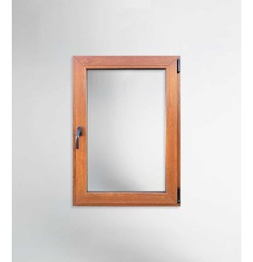 Janela PVC 80x100cm Oscilobatente Direita Carvalho Dourado Vidro Duplo Aluplast