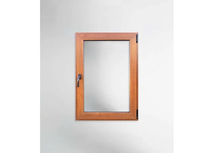 Janela PVC 70x100cm Oscilobatente Direita Carvalho Dourado Vidro Duplo