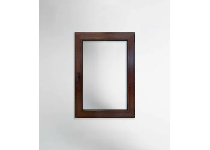 Janela PVC 70x100cm Oscilobatente Direita Nogueira Vidro Duplo