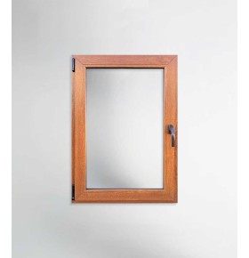 Janela PVC 70x100cm Oscilobatente Esquerda Carvalho Dourado Vidro Duplo