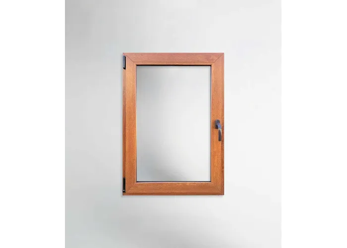 Janela PVC 70x100cm Oscilobatente Esquerda Carvalho Dourado Vidro Duplo